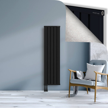 Obi Dekoratif Alüminyum Radyatör 1500x404 Siyah Alt Sol 50mm