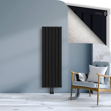 Obi Dekoratif Alüminyum Radyatör 1500x484 Siyah Alt Orta 50mm