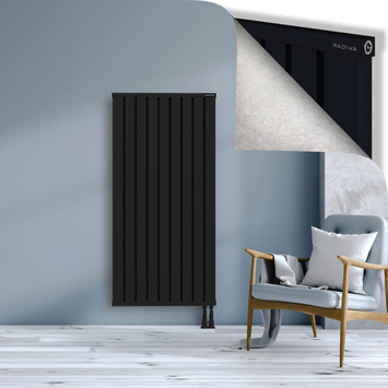 Obi Dekoratif Alüminyum Radyatör 1500x724 Siyah Alt Sağ 50mm