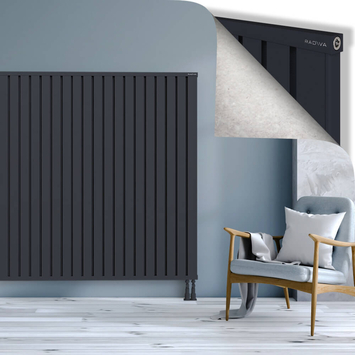 Obi Dekoratif Alüminyum Radyatör 1600x2964 Koyu Antrasit Alt Sağ 50mm