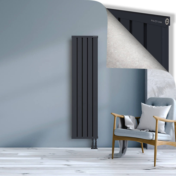 Obi Dekoratif Alüminyum Radyatör 1600x404 Koyu Antrasit Alt Sağ 50mm
