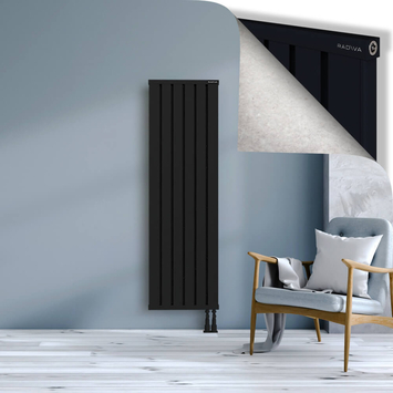 Obi Dekoratif Alüminyum Radyatör 1600x484 Siyah Alt Sağ 50mm