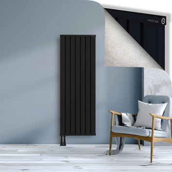 Obi Dekoratif Alüminyum Radyatör 1600x564 Siyah Alt Sol 50mm