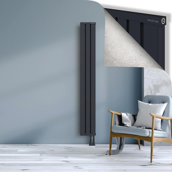 Obi Dekoratif Alüminyum Radyatör 1800x244 Koyu Antrasit Alt Sağ 50mm