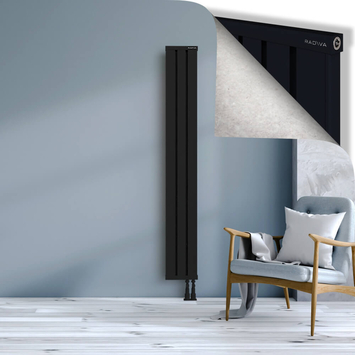 Obi Dekoratif Alüminyum Radyatör 1800x244 Siyah Alt Sağ 50mm