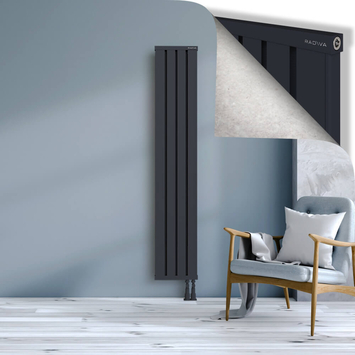 Obi Dekoratif Alüminyum Radyatör 1800x324 Koyu Antrasit Alt Sağ 50mm