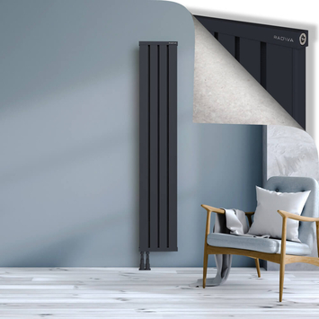 Obi Dekoratif Alüminyum Radyatör 1800x324 Koyu Antrasit Alt Sol 50mm