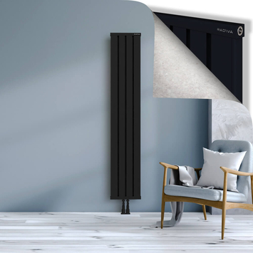 Obi Dekoratif Alüminyum Radyatör 1800x324 Siyah Alt Orta 50mm