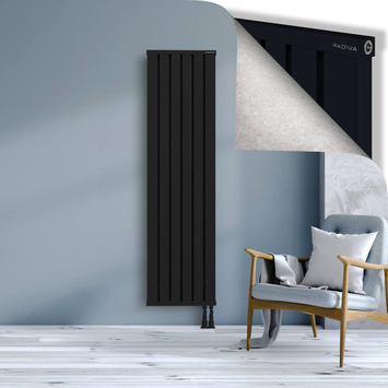 Obi Dekoratif Alüminyum Radyatör 1800x484 Siyah Alt Sağ 50mm