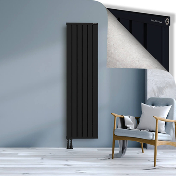 Obi Dekoratif Alüminyum Radyatör 1800x484 Siyah Alt Sol 50mm