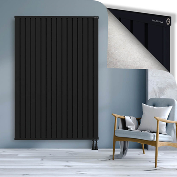 Obi Dekoratif Alüminyum Radyatör 1900x1284 Siyah Alt Sağ 50mm