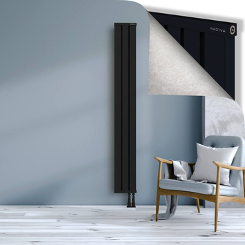Obi Dekoratif Alüminyum Radyatör 1900x244 Siyah Alt Sağ 50mm