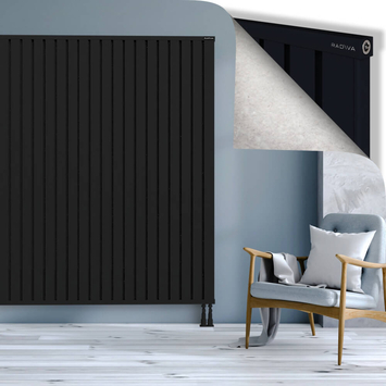 Obi Dekoratif Alüminyum Radyatör 1900x2644 Siyah Alt Sağ 50mm