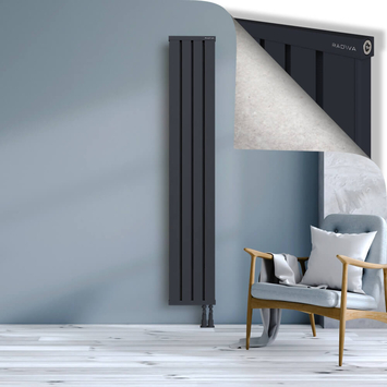 Obi Dekoratif Alüminyum Radyatör 1900x324 Koyu Antrasit Alt Sağ 50mm