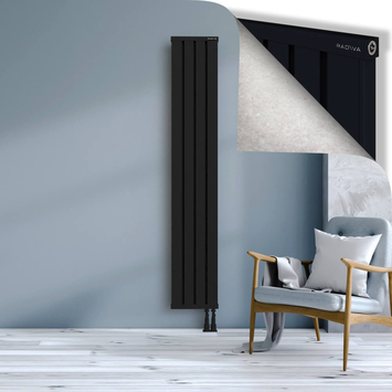Obi Dekoratif Alüminyum Radyatör 1900x324 Siyah Alt Sağ 50mm