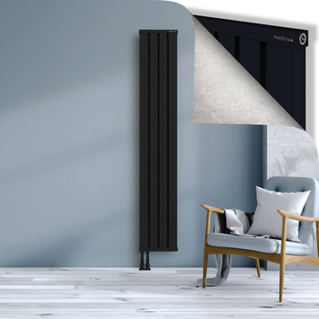 Obi Dekoratif Alüminyum Radyatör 1900x324 Siyah Alt Sol 50mm