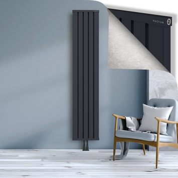 Obi Dekoratif Alüminyum Radyatör 2000x404 Koyu Antrasit Alt Orta 50mm