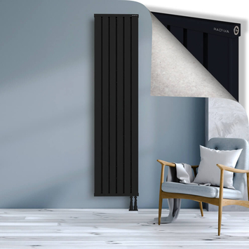 Obi Dekoratif Alüminyum Radyatör 2000x484 Siyah Alt Sağ 50mm