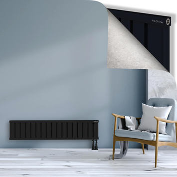 Obi Dekoratif Alüminyum Radyatör 300x1364 Siyah Alt Sağ 50mm