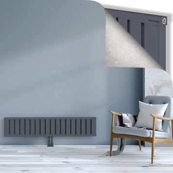Obi Dekoratif Alüminyum Radyatör 300x1444 Antrasit Alt Orta 50mm