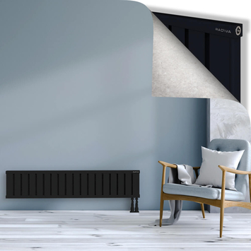 Obi Dekoratif Alüminyum Radyatör 300x1444 Siyah Alt Sağ 50mm