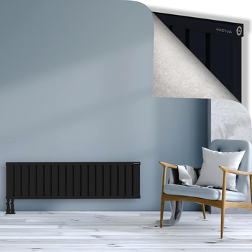 Obi Dekoratif Alüminyum Radyatör 400x1444 Siyah Alt Sol 50mm