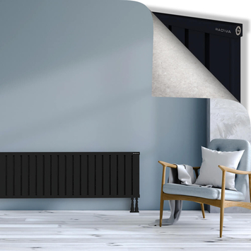 Obi Dekoratif Alüminyum Radyatör 500x2084 Siyah Alt Sağ 50mm