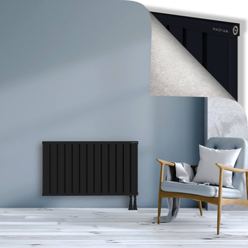 Obi Dekoratif Alüminyum Radyatör 600x1044 Siyah Alt Sağ 50mm