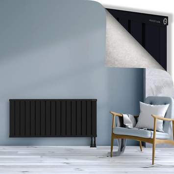 Obi Dekoratif Alüminyum Radyatör 600x1364 Siyah Alt Sağ 50mm