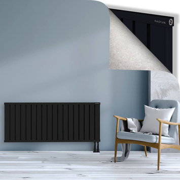 Obi Dekoratif Alüminyum Radyatör 600x1444 Siyah Alt Sağ 50mm
