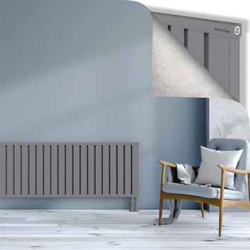 Obi Dekoratif Alüminyum Radyatör 600x2404 Gri Alt Sağ 50mm
