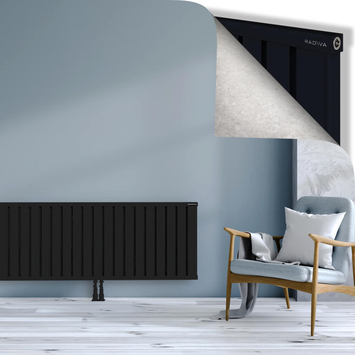 Obi Dekoratif Alüminyum Radyatör 600x2404 Siyah Alt Orta 50mm