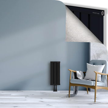 Obi Dekoratif Alüminyum Radyatör 600x244 Siyah Alt Orta 50mm