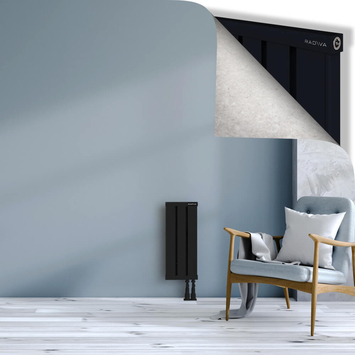 Obi Dekoratif Alüminyum Radyatör 600x244 Siyah Alt Sağ 50mm