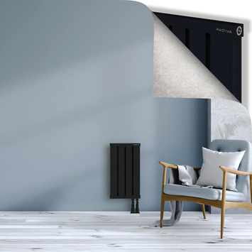 Obi Dekoratif Alüminyum Radyatör 600x324 Siyah Alt Sağ 50mm