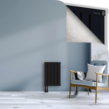 Obi Dekoratif Alüminyum Radyatör 600x404 Siyah Alt Sol 50mm