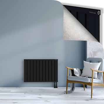 Obi Dekoratif Alüminyum Radyatör 600x884 Siyah Alt Sağ 50mm