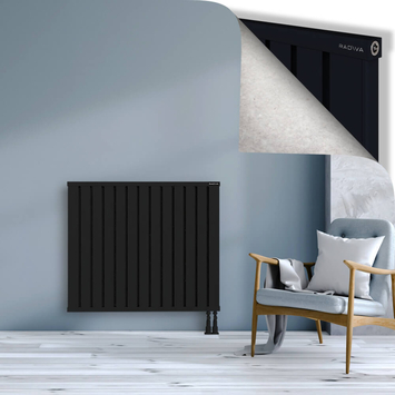 Obi Dekoratif Alüminyum Radyatör 900x1044 Siyah Alt Sağ 50mm