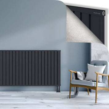Obi Dekoratif Alüminyum Radyatör 900x2084 Koyu Antrasit Alt Sağ 50mm