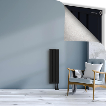 Obi Dekoratif Alüminyum Radyatör 900x244 Siyah Alt Sağ 50mm