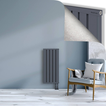 Obi Dekoratif Alüminyum Radyatör 900x404 Antrasit Alt Sağ 50mm