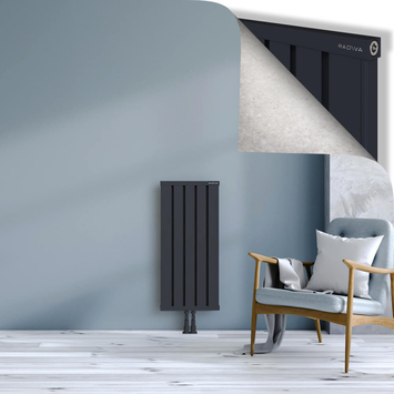 Obi Dekoratif Alüminyum Radyatör 900x404 Koyu Antrasit Alt Orta 50mm