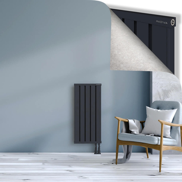 Obi Dekoratif Alüminyum Radyatör 900x404 Koyu Antrasit Alt Sağ 50mm