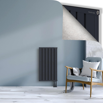 Obi Dekoratif Alüminyum Radyatör 900x484 Koyu Antrasit Alt Sağ 50mm