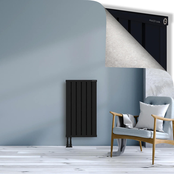 Obi Dekoratif Alüminyum Radyatör 900x484 Siyah Alt Sol 50mm
