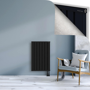 Obi Dekoratif Alüminyum Radyatör 900x564 Siyah Alt Sağ 50mm