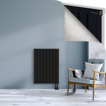 Obi Dekoratif Alüminyum Radyatör 900x644 Siyah Alt Sağ 50mm