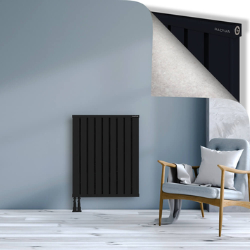 Obi Dekoratif Alüminyum Radyatör 900x724 Siyah Alt Sol 50mm