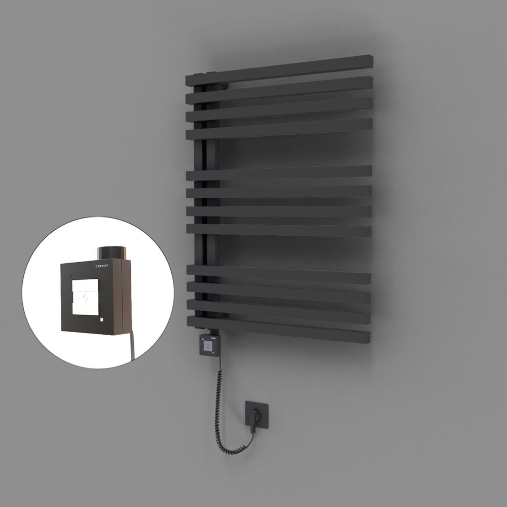 Oka Dekoratif Elektrikli Havlupan 600x800 Koyu Antrasit (KTX1 Termostat) 600W Spiral Kablolu - 1