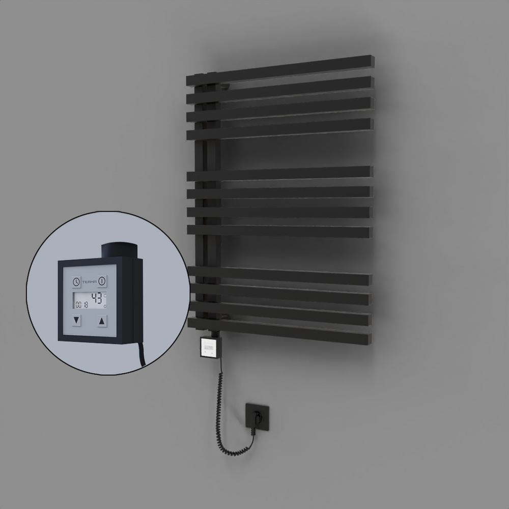 Oka Dekoratif Elektrikli Havlupan 600x800 Siyah (KTX3 Termostat) 600W Spiral Kablolu - 1